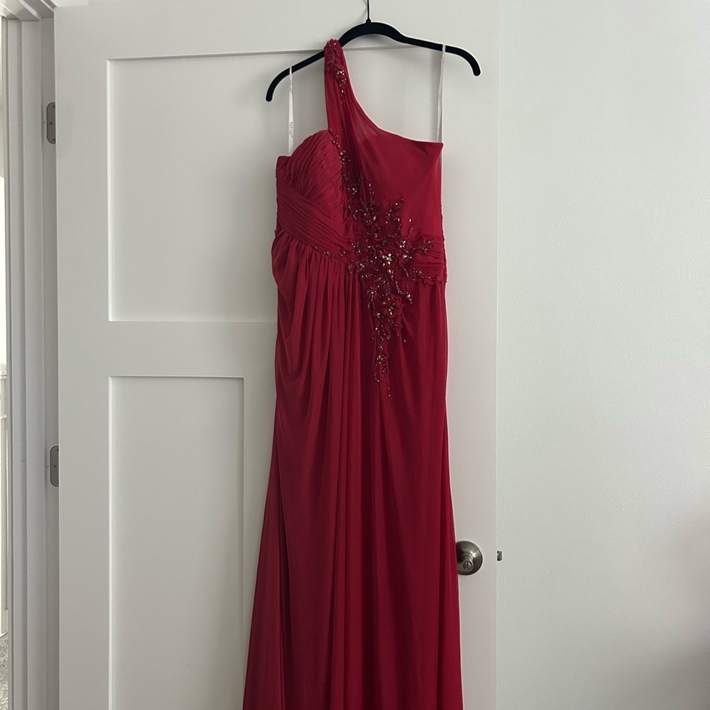 Montage by Mon Cheri One-Shoulder Red Dress